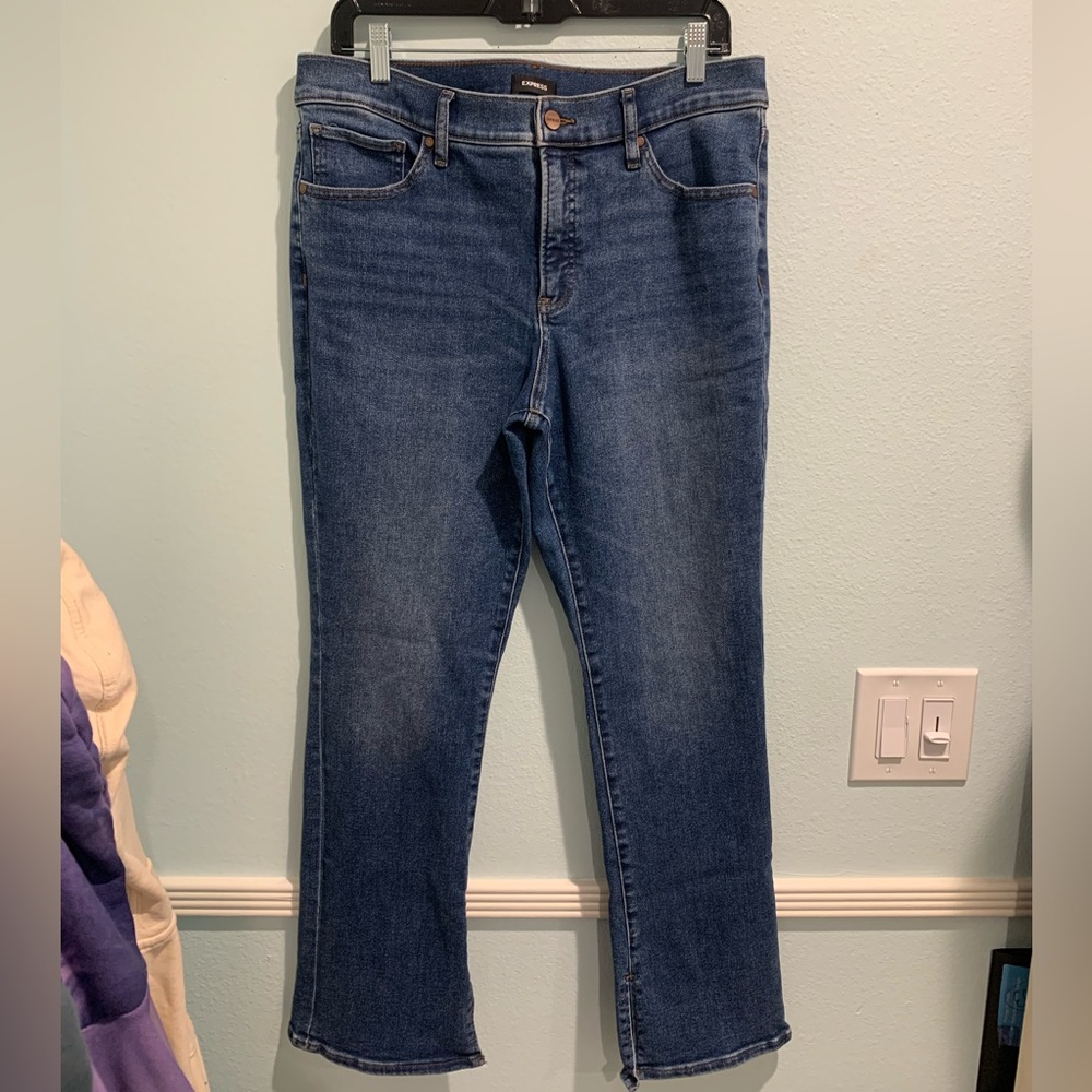 Express Skyscraper Mid Rise Blue Jeans